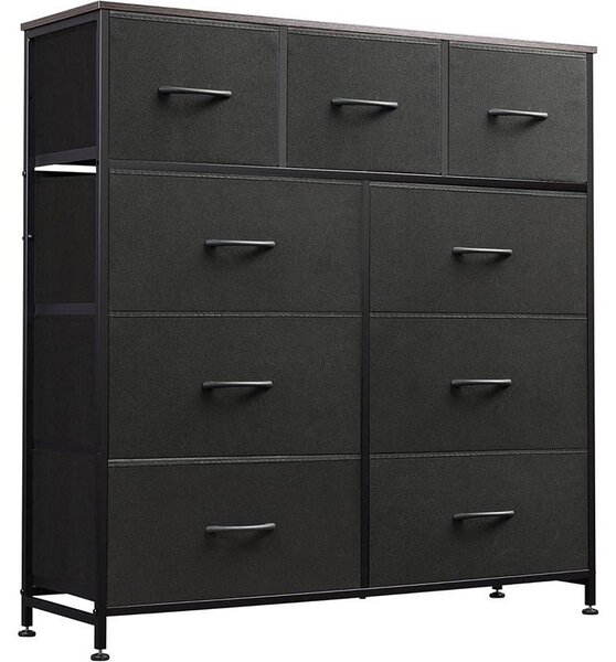 Komoda s 9 zásuvkami CAB-9BC, 29,8 x 94,6 x 102,6 cm, černá