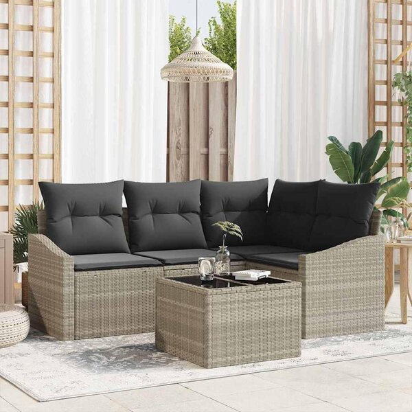 Maison Exclusive – Sedacia súprava, 5 kusov, tmavosivá [syntetický materiál]: Polyratan