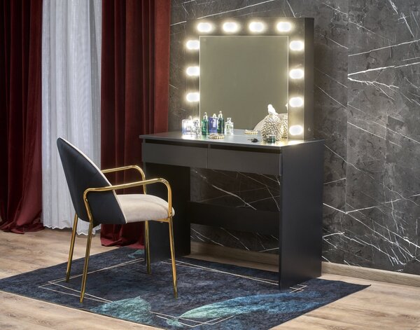 HALMAR Toaletný stolík HOLLYWOOD s LED osvetlením 94 cm čierny