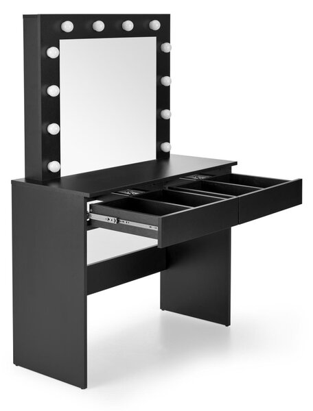 HALMAR Toaletný stolík HOLLYWOOD s LED osvetlením 94 cm čierny