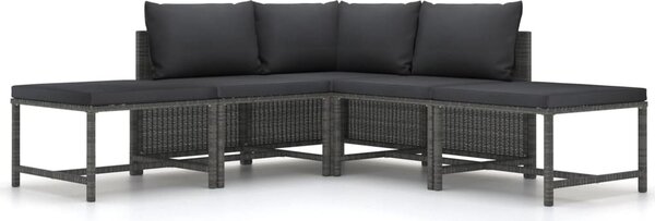 Maison Exclusive – 5-dielna záhradná sedacia súprava s vankúmi, sivá, polyrotang