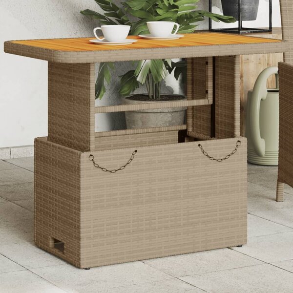Maison Exclusive - Záhradný stôl Béový 90x55x71 cm Poly ratan a akáciové drevo