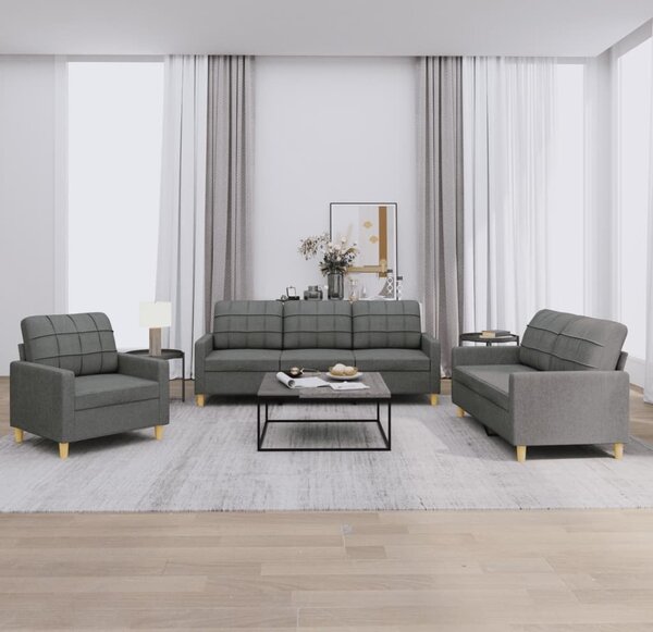 Maison Exclusive – 3-dielna sedacia súprava s vankúmi, tmavosivá látka