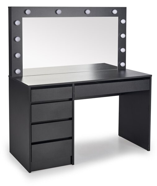HALMAR Toaletný stolík HOLLYWOOD s LED osvetlením 120 cm čierny