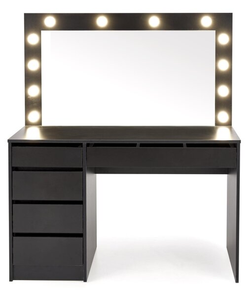 HALMAR Toaletný stolík HOLLYWOOD s LED osvetlením 120 cm čierny