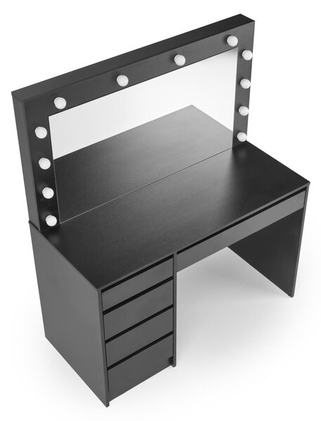 HALMAR Toaletný stolík HOLLYWOOD s LED osvetlením 120 cm čierny