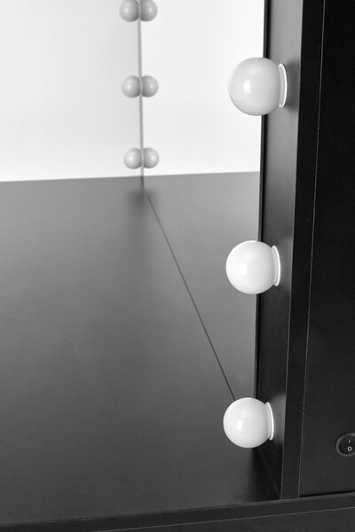 HALMAR Toaletný stolík HOLLYWOOD s LED osvetlením 120 cm čierny