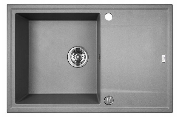 Laveo Megalo, 1-komorový granitový drez 780x500x185 mm + drezová batéria BKZ_968, šedá, LAV-SBEA511T