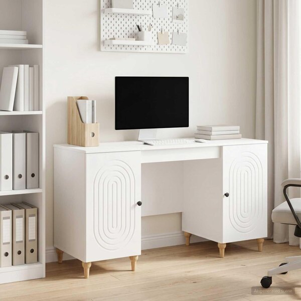 Maison Exclusive – Písací stôl, lesklá biela, 142,5 x 50 x 75 cm, drevotrieska