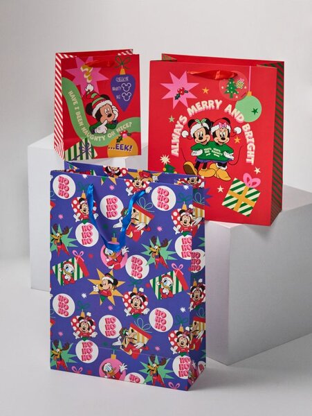 Sinsay - Vianočné darčekové tašky Mickey Mouse 3 ks - viacfarebná