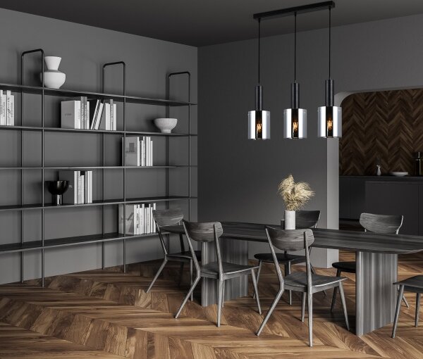 ITALUX PND-5581-3-BK+SG - Luster na lanku SARDO 3xE27/40W/230V čierna