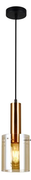 ITALUX PND-5581-1-BRO+AMB - Luster na lanku SARDO 1xE27/40W/230V čierna/mosadz