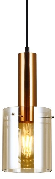 ITALUX PND-5581-1-BRO+AMB - Luster na lanku SARDO 1xE27/40W/230V čierna/mosadz