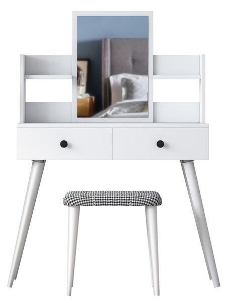 Kalune Design Toaletný stolík Margot 02 so stoličkou biely