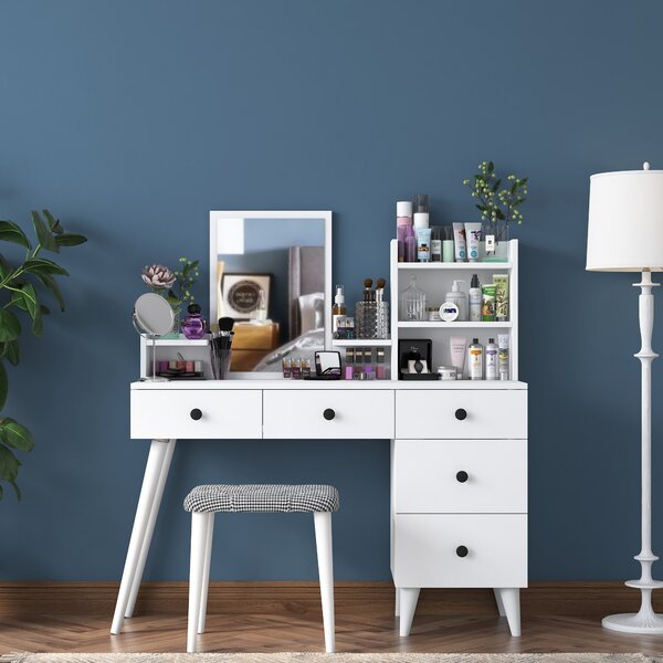 Kalune Design Toaletný stolík Margot 01 so stoličkou biely