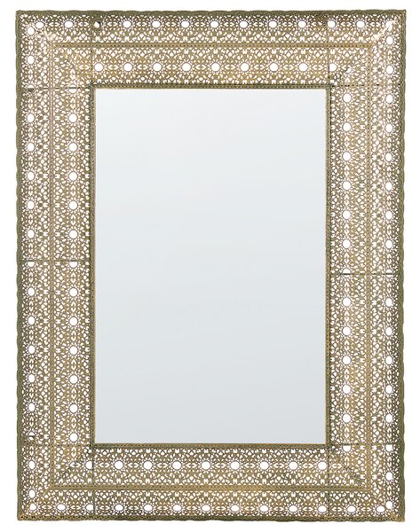 Nástenné závesné zrkadlo zlaté 69 x 90 cm obdĺžnikový ozdobný rám doplnok do domácnosti dizajnový doplnok
