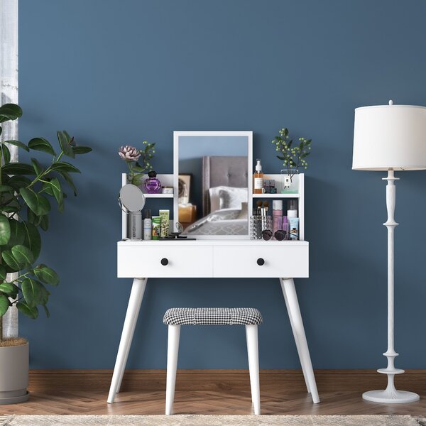 Kalune Design Toaletný stolík Margot 02 so stoličkou biely
