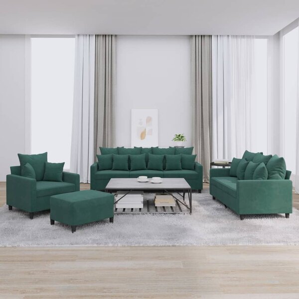 Maison Exclusive – 4-dielna sedacia súprava s vankúšmi, tmavozelený zamat