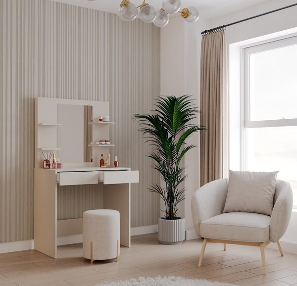TP Living Toaletný stolík Marina 81 cm so zrkadlom kašmírový