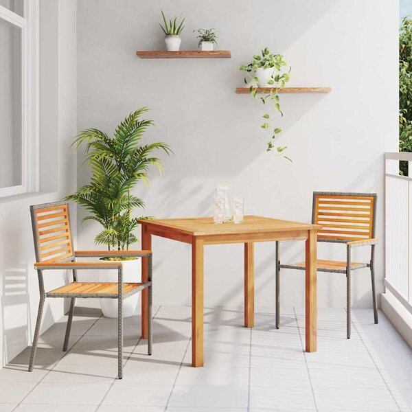 Maison Exclusive – Záhradná jedálenská súprava, 3-dielna, sivá, z masívneho akátového dreva