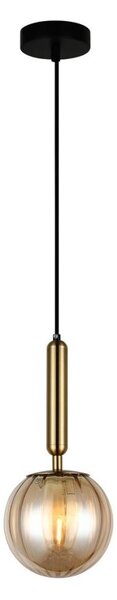 ITALUX PND-2324-1 BRO+AMB - Luster na lanku RAVENA 1xE27/5W/230V mosadz