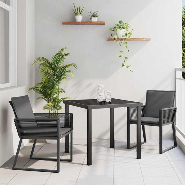 Maison Exclusive – záhradná jedálenská súprava, 3 kusy, čierna, oceľ s práškovou povrchovou úpravou