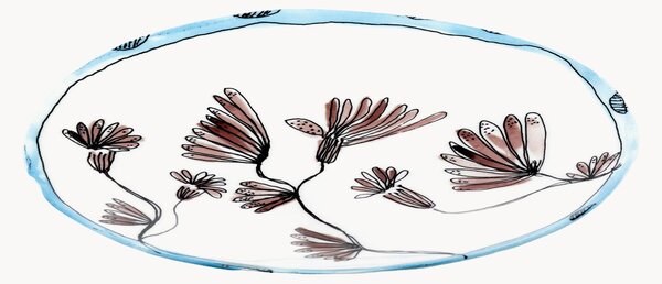 Plytké taniere z jemného kostného porcelánu Midnight Flowers, 2 ks