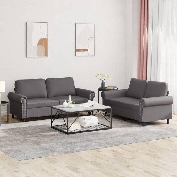 Maison Exclusive – 2-dielna sedacia súprava s vankúšmi, sivá umelá koža