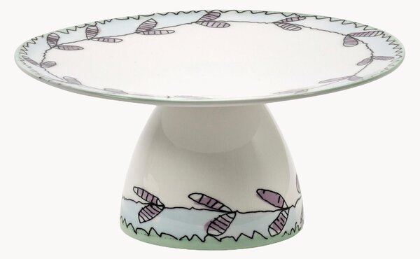 Podnos na tortu z jemného kostného porcelánu Midnight Flowers