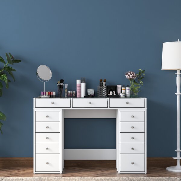 Kalune Design Toaletný stolík Melissa 01 biely/čirý