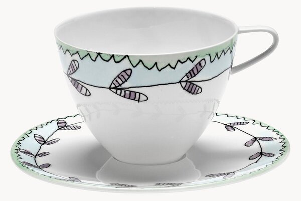 Šálky na kávu's podšálkami z jemného kostného porcelánu Midnight Flowers, 2 ks