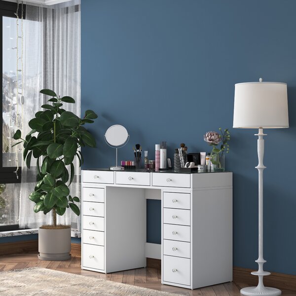 Kalune Design Toaletný stolík Melissa 01 biely/čirý