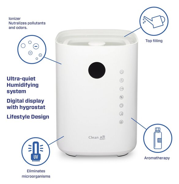 Zvlhčovač Clean Air Optima CA-604 Smart, vrchné plnenie Farba: Biela