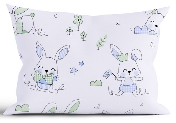 Bavlnená obliečka na vankúš Renforcé 50 × 70 cm - Zajačikovia modré