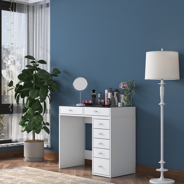 Kalune Design Toaletný stolík Melissa 02 biely/číry