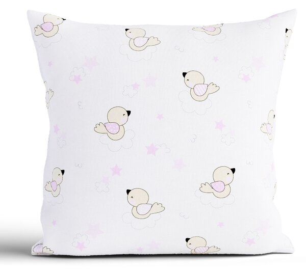 Bavlnená obliečka na vankúš Renforcé 40 × 40 cm - Vtáčiky ružové