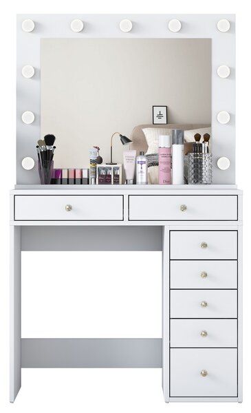 Kalune Design Toaletný stolík Melissa 03 s LED zrkadlom biely