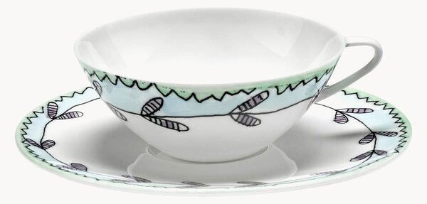 Šálky na kávu's podšálkami z jemného kostného porcelánu Midnight Flowers, 2 ks