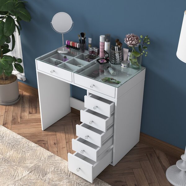 Kalune Design Toaletný stolík Melissa 02 biely/číry