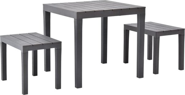 Maison Exclusive - Záhradný stôl s 2 lavicami, plast, hnedý