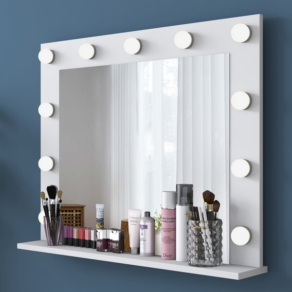 Kalune Design Toaletný stolík Melissa 04 s LED zrkadlom biely