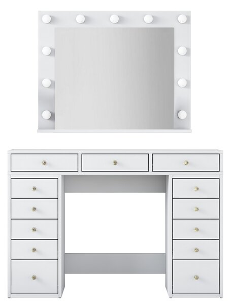 Kalune Design Toaletný stolík Melissa 04 s LED zrkadlom biely
