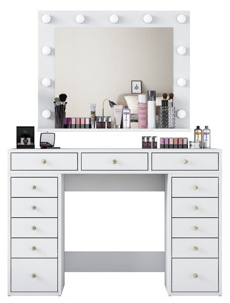 Kalune Design Toaletný stolík Melissa 04 s LED zrkadlom biely