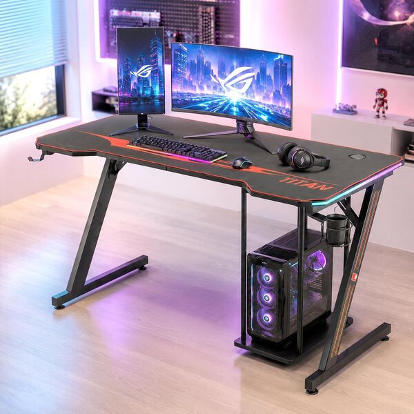 Herný stôl MY SIT 140 cm TITAN s LED osvetlením a podložkou pod myš