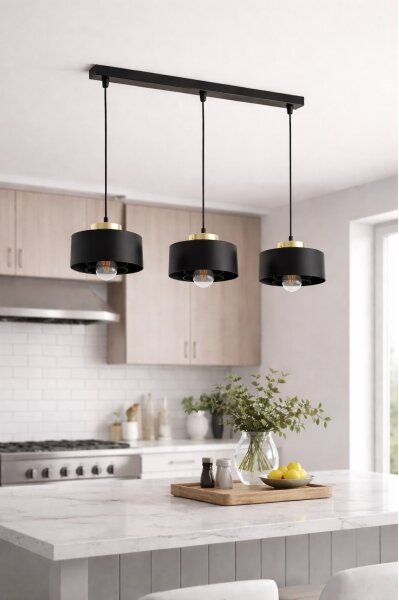 Brilagi - Závesný luster na lanku SPRING 3xE27/60W/230V čierna/zlatá