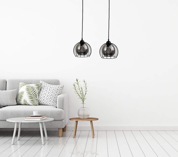 Luster na lanku SOLO BLACK 2xE27/60W/230V