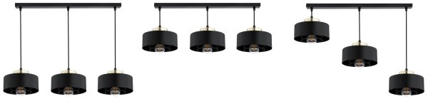Brilagi - Závesný luster na lanku SPRING 3xE27/60W/230V čierna/zlatá