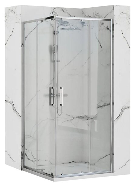 Sprchovací kút REA PUNTO CHROME 90x90 + Sprchová vanička SAVOY WHITE