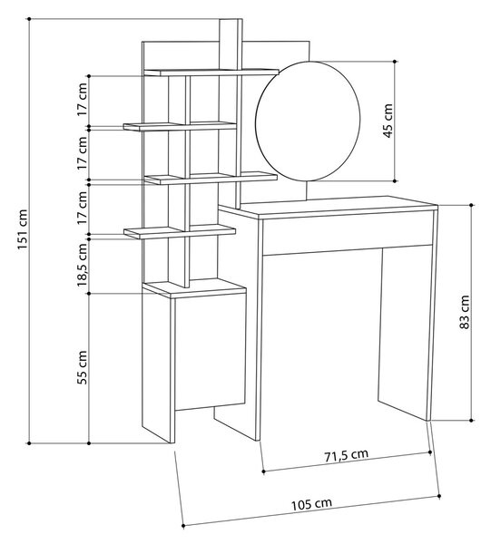 Kalune Design Toaletný stolík MUP 105 cm biely