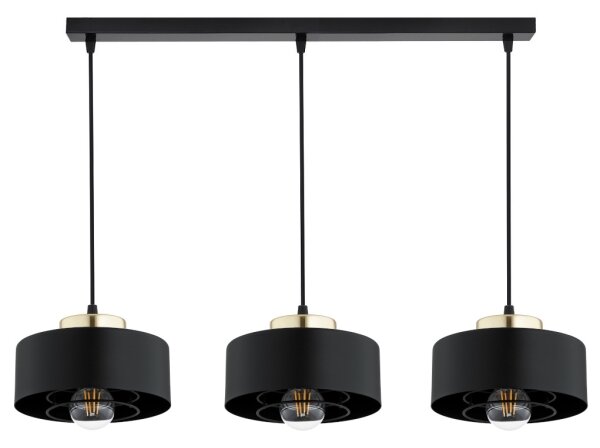 Brilagi - Závesný luster na lanku SPRING 3xE27/60W/230V čierna/zlatá